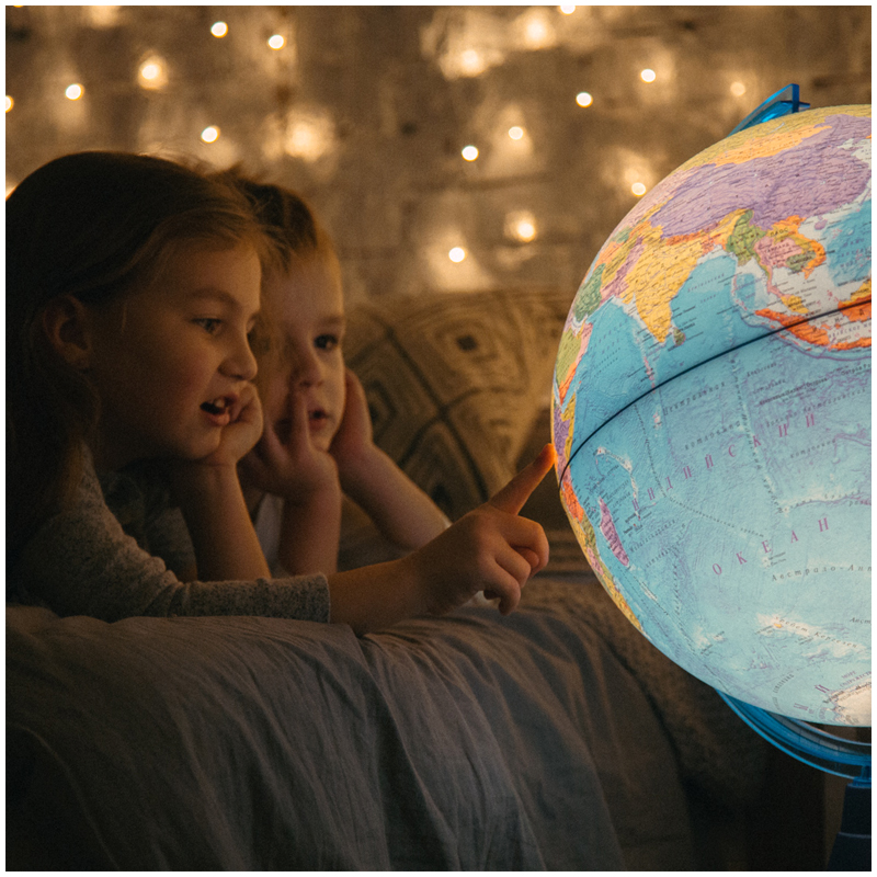 Глобус физико-политический Globen, 32см, с подсветкой от батареек на круглой подставке - фото 7