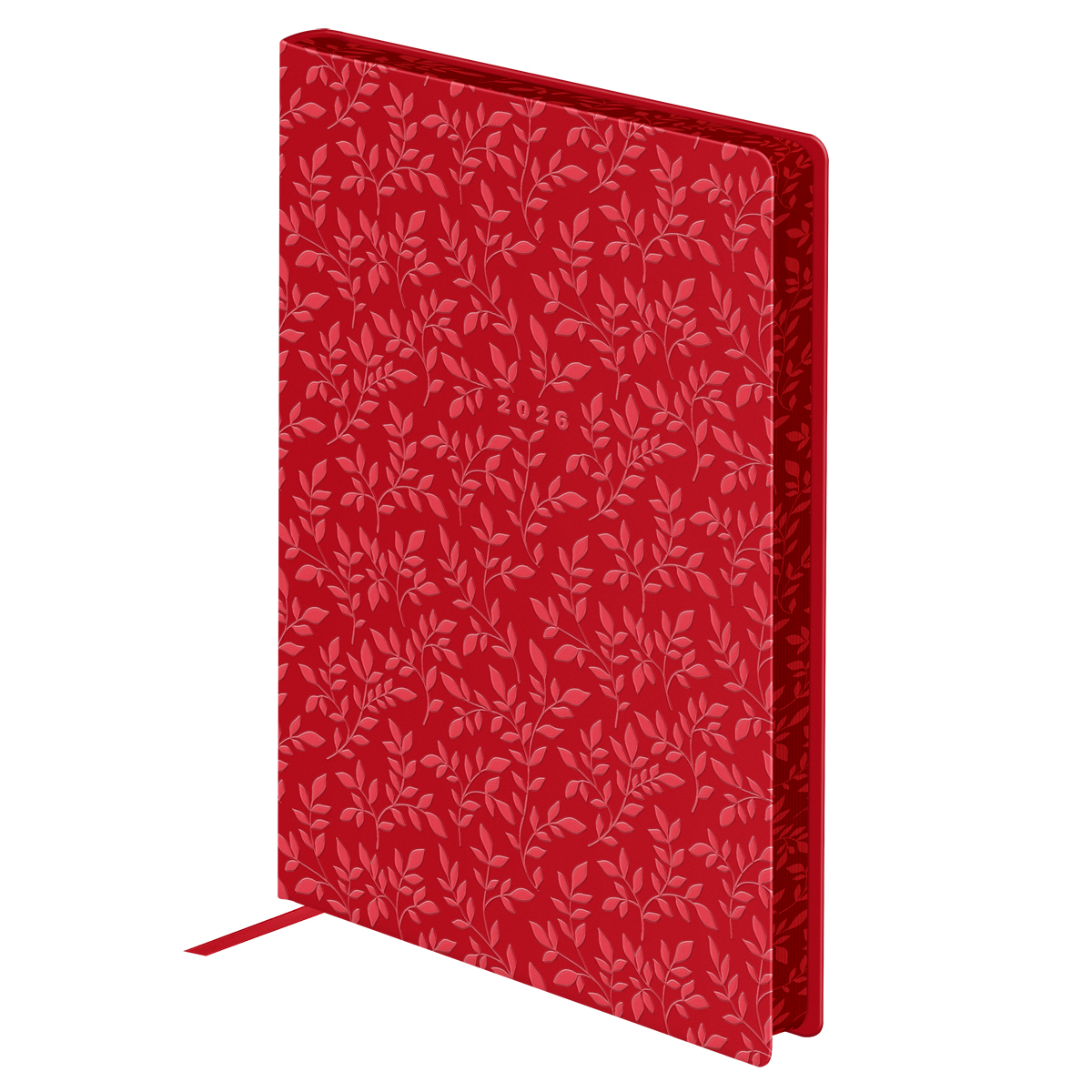 Ежедневник датированный 2026г., А5, 176л., мягкий переплет, кожзам, Greenwich Line "Flower. Berry", красный, цветной срез - фото 2