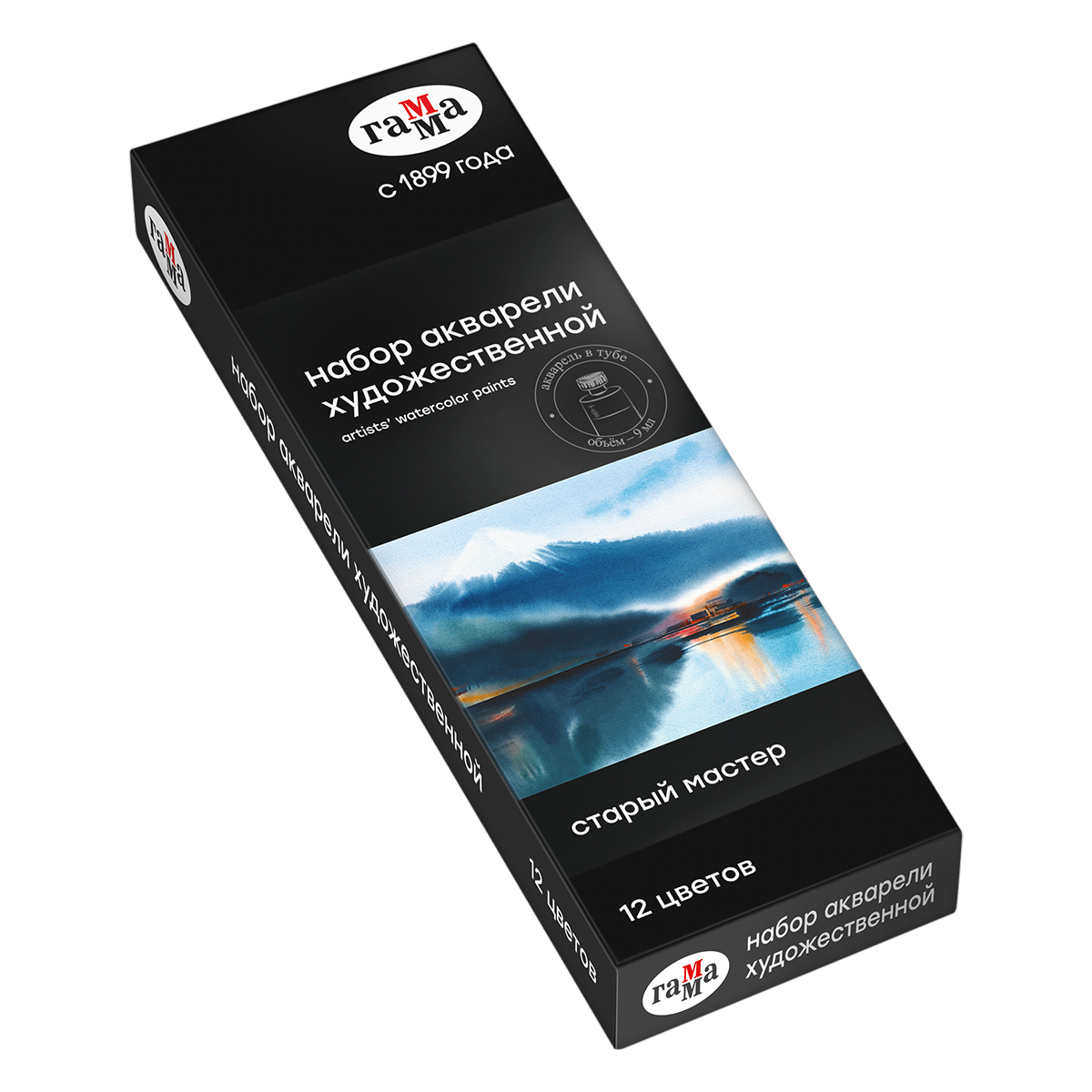 Акварель художественная Гамма "Старый мастер", 12цв., туба 9мл, картон. упаковка - фото 1