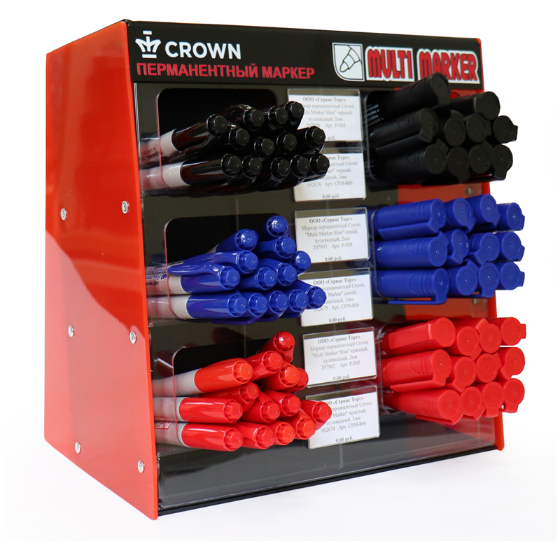 Дисплей пластиковый Crown для перманентных маркеров, 6 ячеек (250*250*180мм) - фото 1