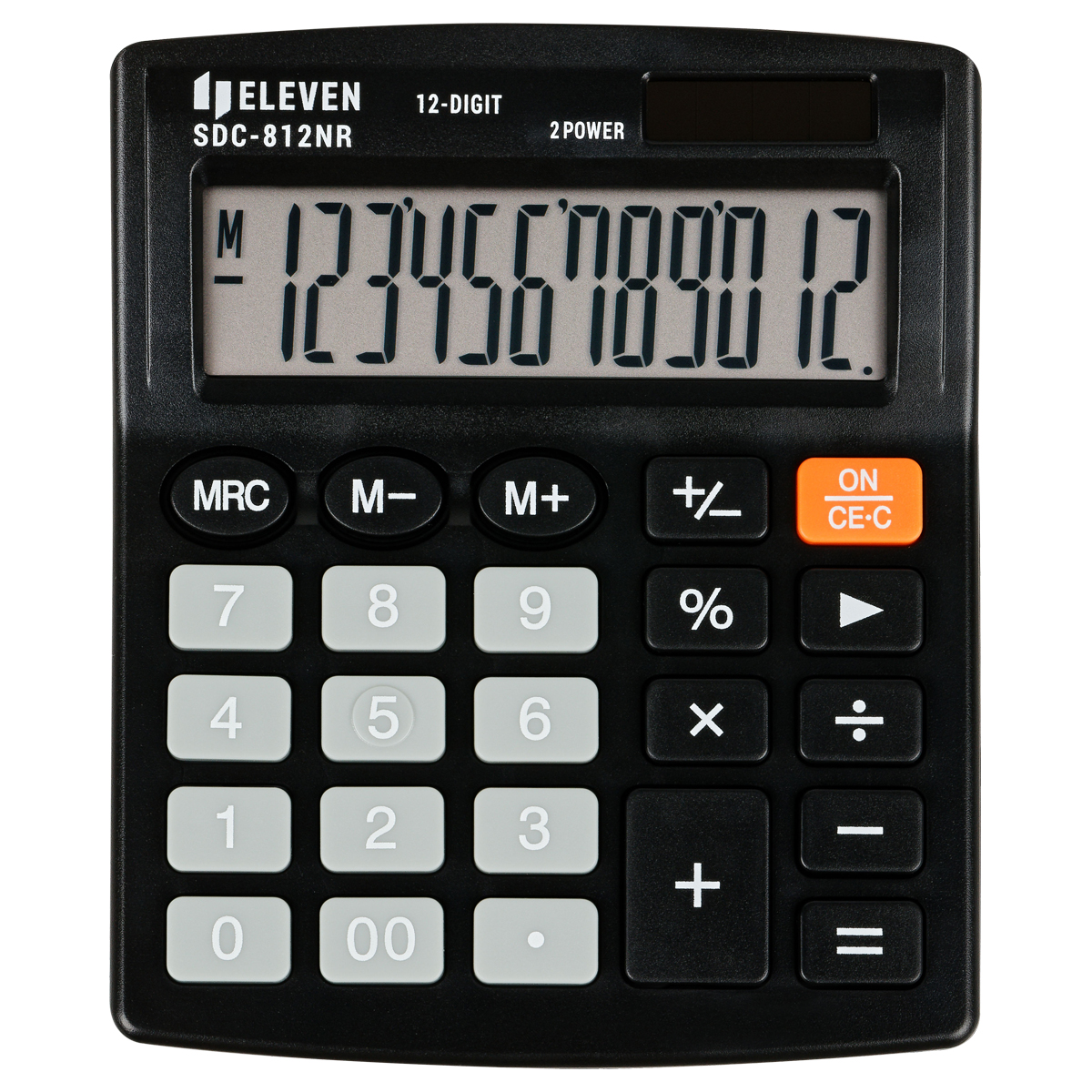 Калькулятор настольный Eleven SDC-812NR, 12 разрядов, двойное питание, 127*105*21мм, черный - фото 2