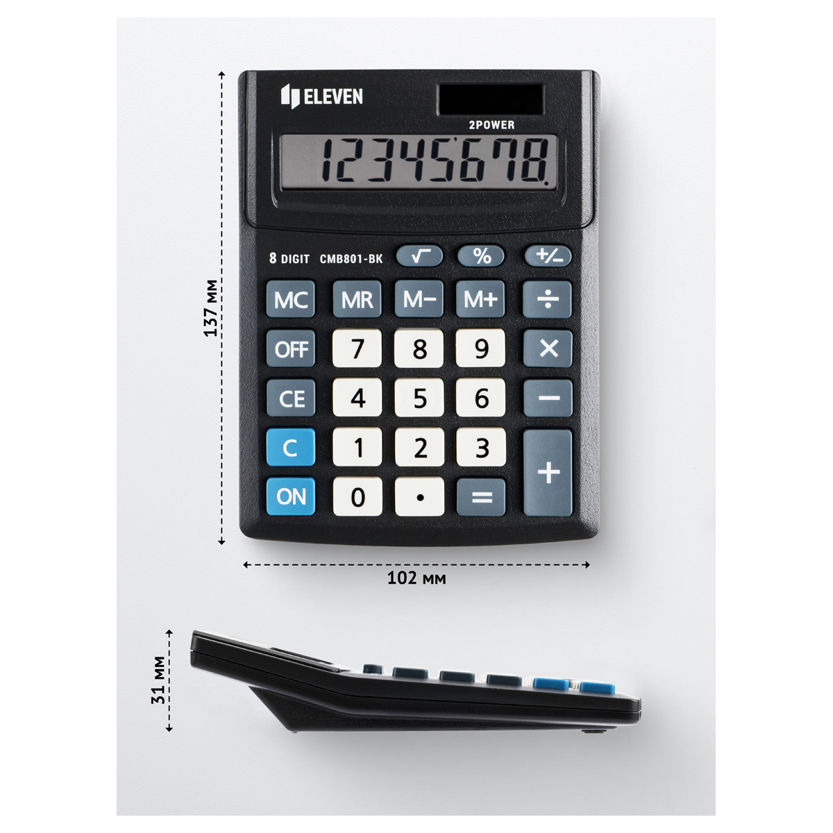 Калькулятор настольный Eleven Business Line CMB801-BK, 8 разрядов, двойное питание, 102*137*31мм, черный - фото 4