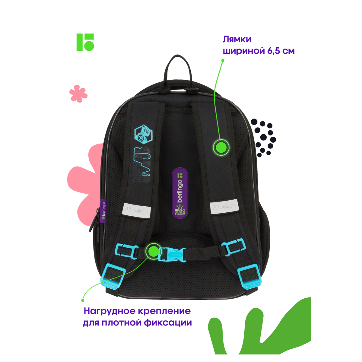 Ранец Berlingo Expert Mini "Warrior Robot" 36*27*14см, 2 отделения, 2 кармана, анатомическая спинка, мешок для обуви - фото 7