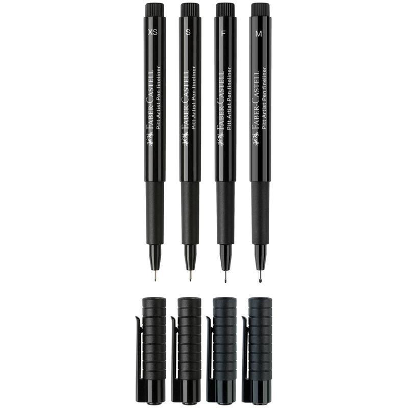 Набор капиллярных ручек Faber-Castell "Pitt Artist Pen" черные, 4шт., 0,1/0,3/0,5/0,7мм, пласт. уп., европодвес - фото 2