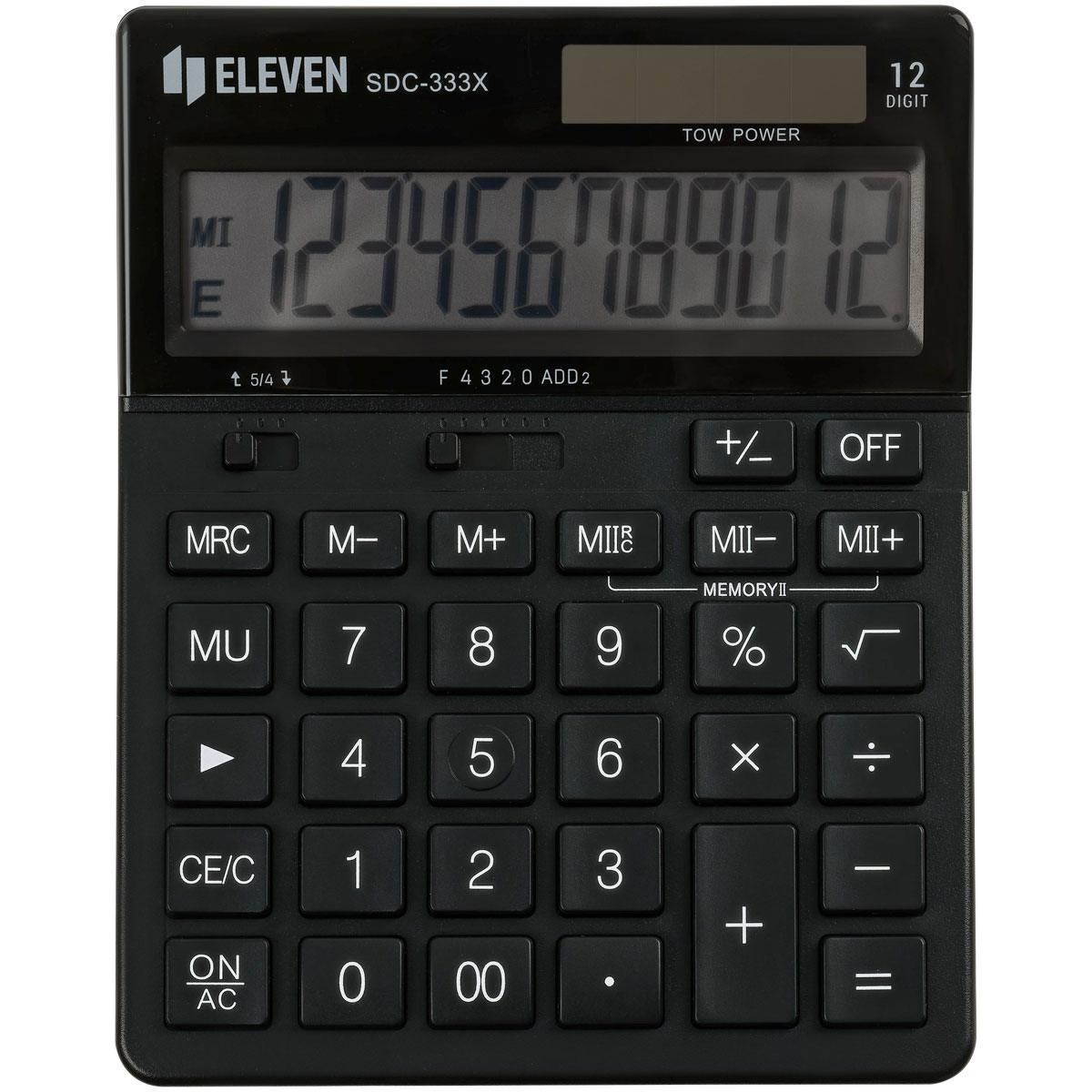 Калькулятор настольный Eleven SDC-333X-BK, 12 разрядов, двойное питание, 125*155*31мм, черный - фото 2