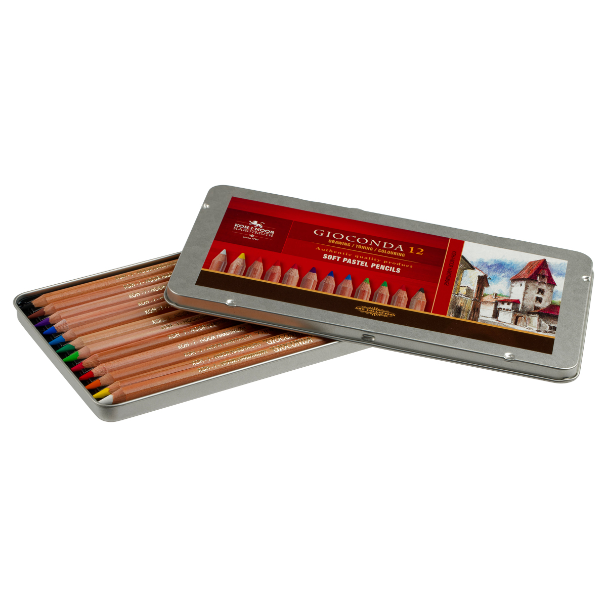 Пастельные карандаши Koh-I-Noor "Gioconda", 12цв., метал. пенал - фото 2