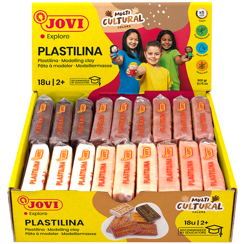 Пластилин растительный JOVI, 6 цветов "Multicultural", 150г, дисплей, картон - фото 1