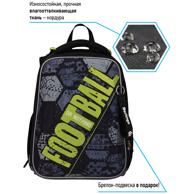 Ранец Berlingo Expert "Football or nothing" 37*28*16см, 2 отделения, 2 кармана, анатомическая спинка - фото 3