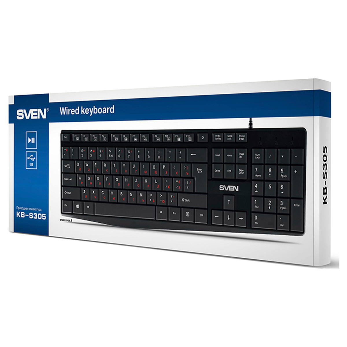 Клавиатура Sven KB-S305, USB, черный - фото 4