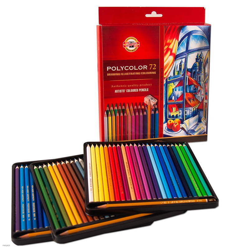Карандаши цветные художественные Koh-I-Noor "Polycolor 3837", 72цв., заточен.+ 2 точилки+3 ч/гр. кар. 1500, картон, европодвес - фото 3