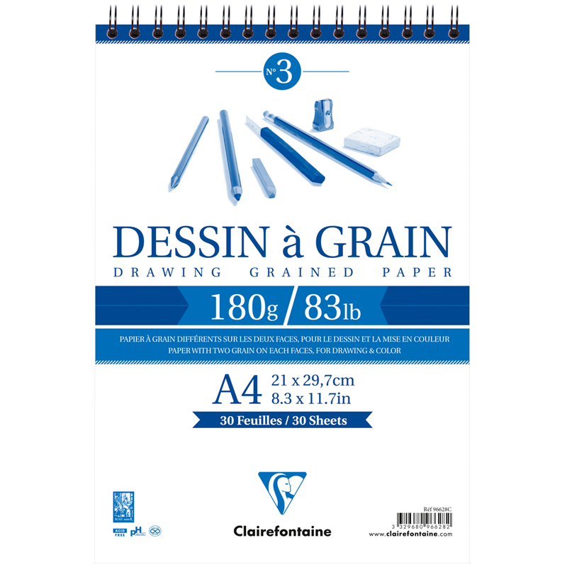 Скетчбук 30л., А4 Clairefontaine на гребне, мелкозернистая, 180г/м2 - фото 1