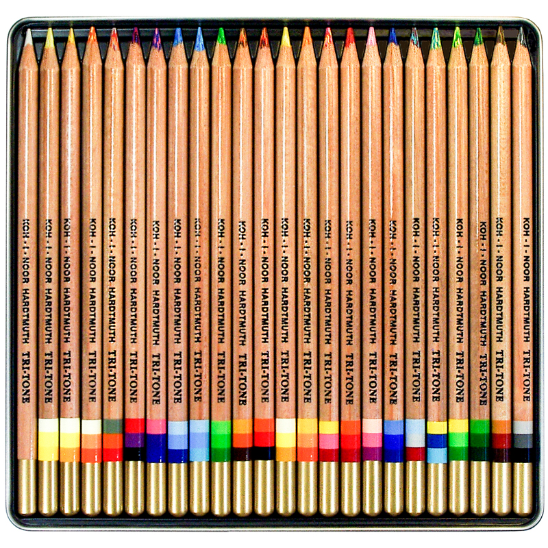 Карандаши многоцветные Koh-I-Noor "TRI-TONE 3444", 24шт., металл.коробка - фото 3
