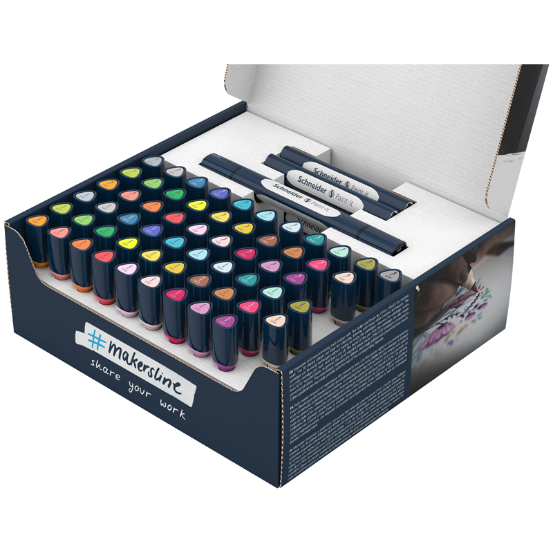Набор двухсторонних маркеров-кистей Schneider "Twinmarker Paint-It" 72 предмета, на водной основе, кисть/пулевидный - фото 1
