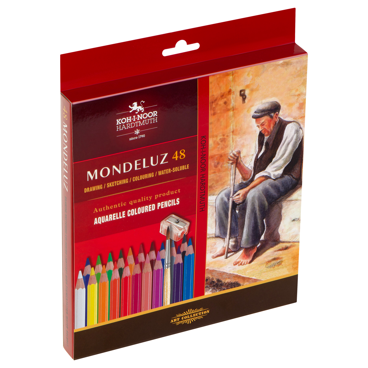 Карандаши акварельные Koh-I-Noor "Mondeluz Old Man", 48цв., заточен., кисть+точилка, картон, европодвес - фото 2