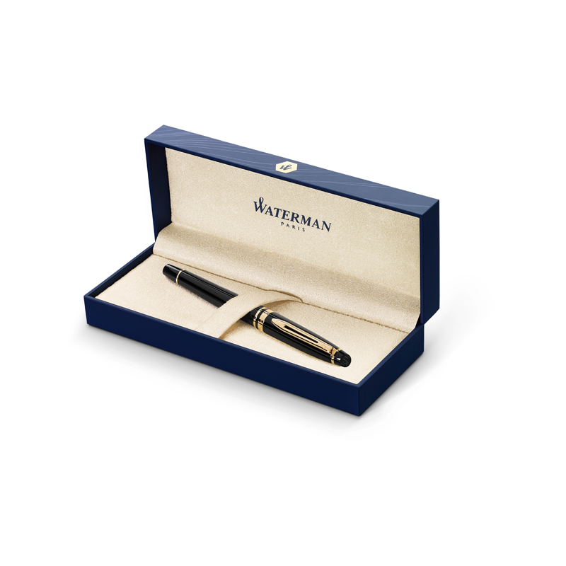 Ручка перьевая Waterman "Expert Black Lacquer GT" синяя, 0,8мм, подарочная упаковка - фото 2