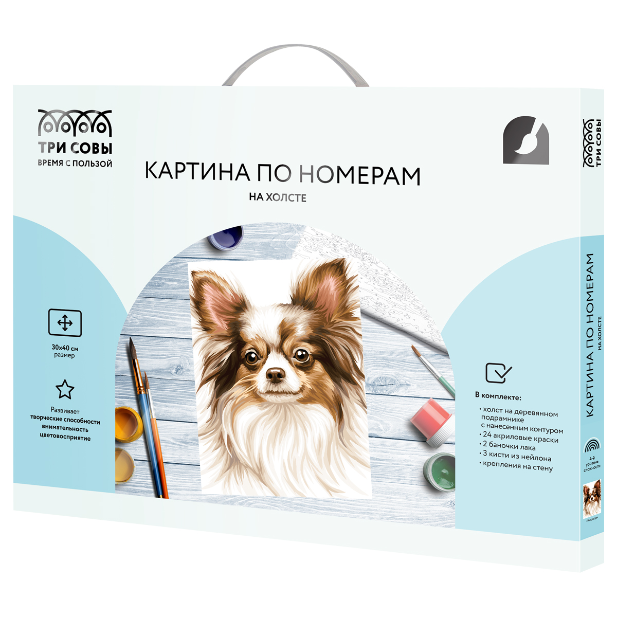 Картина по номерам на холсте ТРИ СОВЫ "Чихуахуа", 30*40, с акриловыми красками и кистями - фото 2