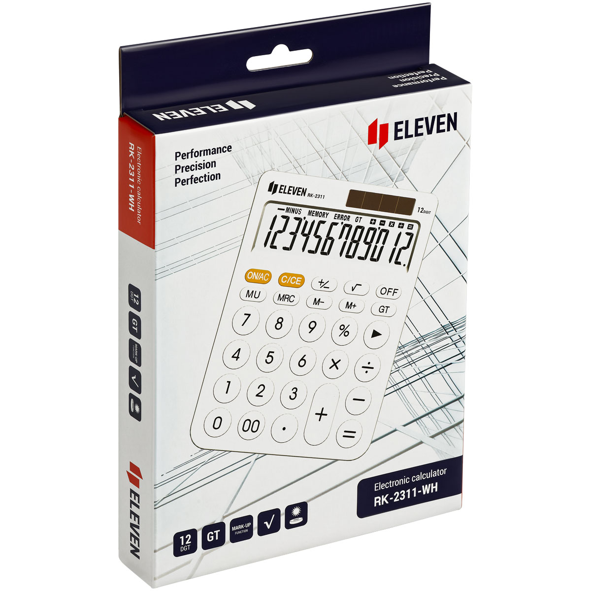 Калькулятор настольный Eleven RK-2311-WH, 12 разрядов, двойное питание, 143*192*26мм, белый - фото 6