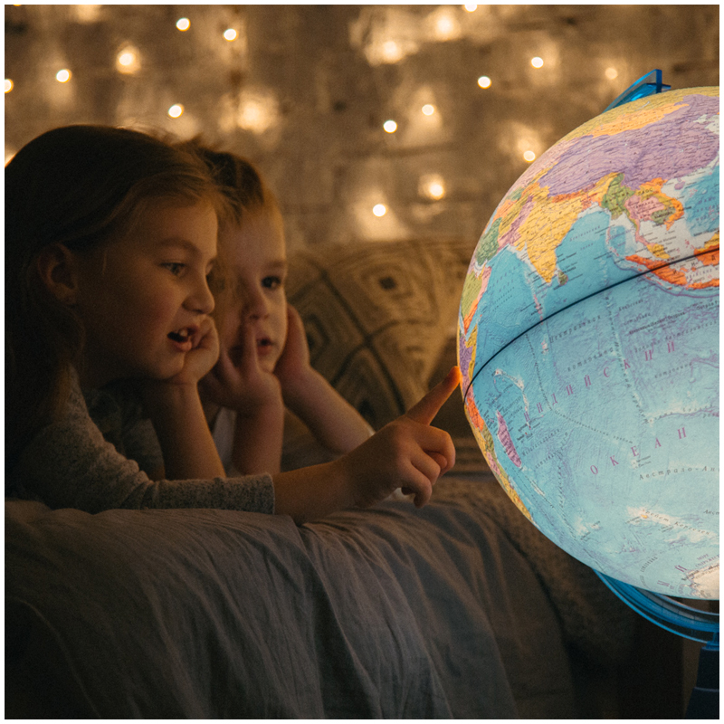 Глобус физико-политический Globen, 21см, с подсветкой от батареек на круглой подставке - фото 7