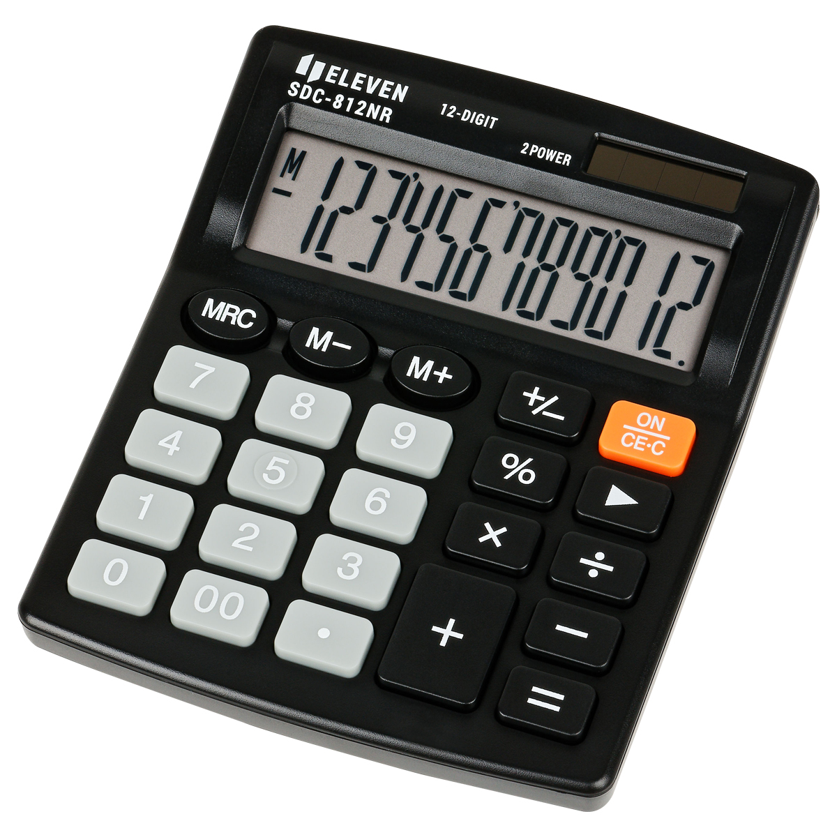 Калькулятор настольный Eleven SDC-812NR, 12 разрядов, двойное питание, 127*105*21мм, черный - фото 1