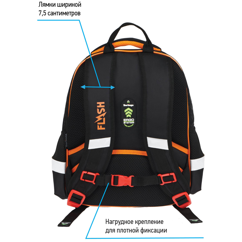 Рюкзак Berlingo Kids "Racing sport" 36*27*12см, 1 отделение, 2 кармана, эргономичная спинка, LED кант - фото 6