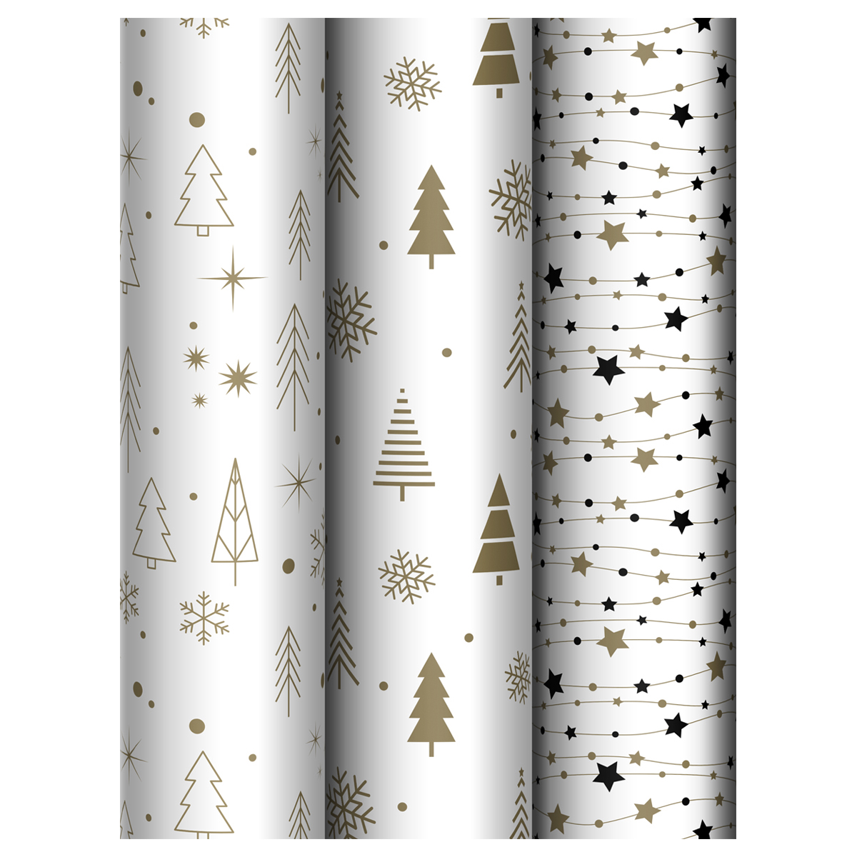Упаковочная бумага глянц. 70*100см, MESHU "Gold NY pattern", 80г/м2, ассорти 3 дизайна - фото 1