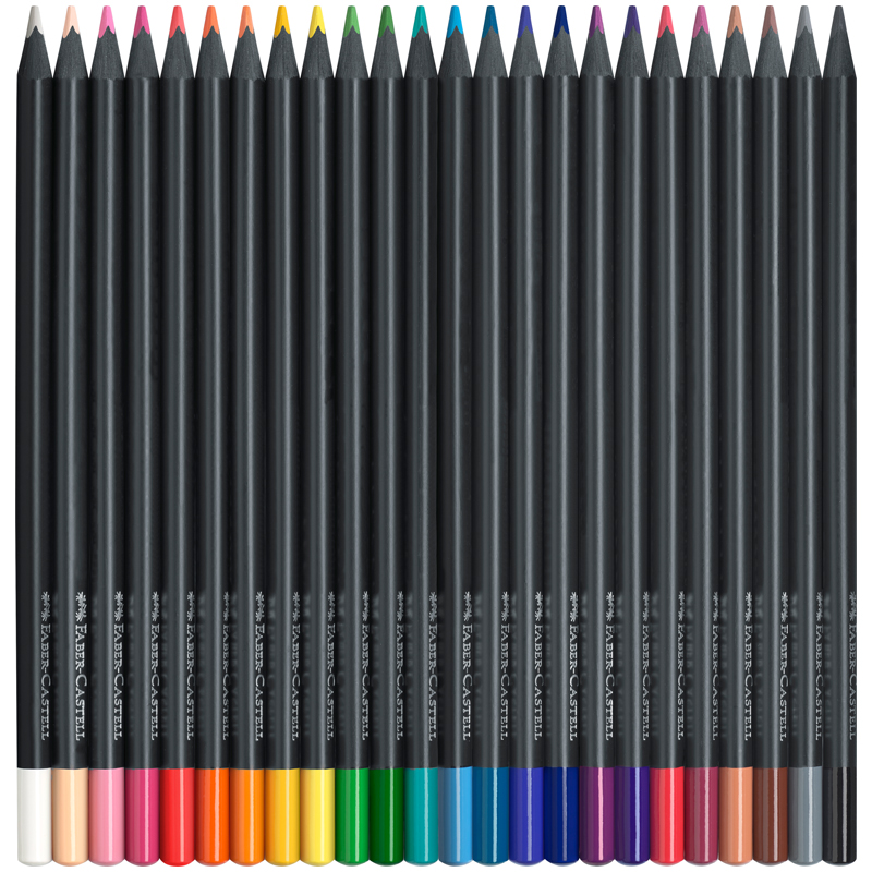 Карандаши цветные Faber-Castell "Black Edition", 24цв., трехгран., черное дерево, заточен., картон. - фото 2