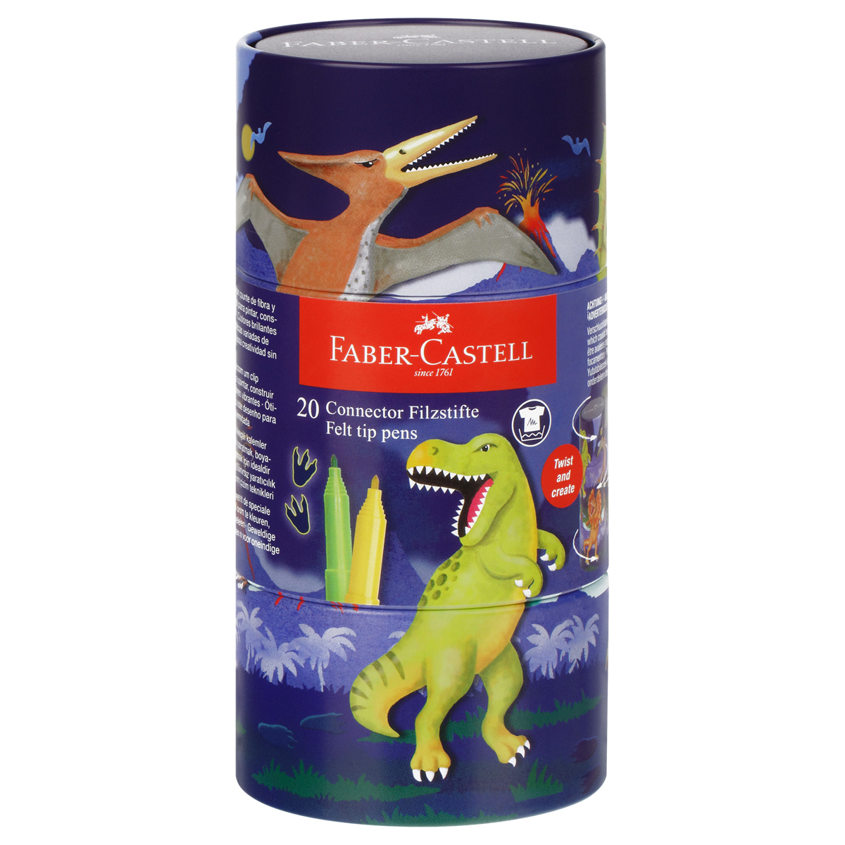 Набор для рисования Faber-Castell "Connector Dinosaur" 20 фломастеров - фото 1
