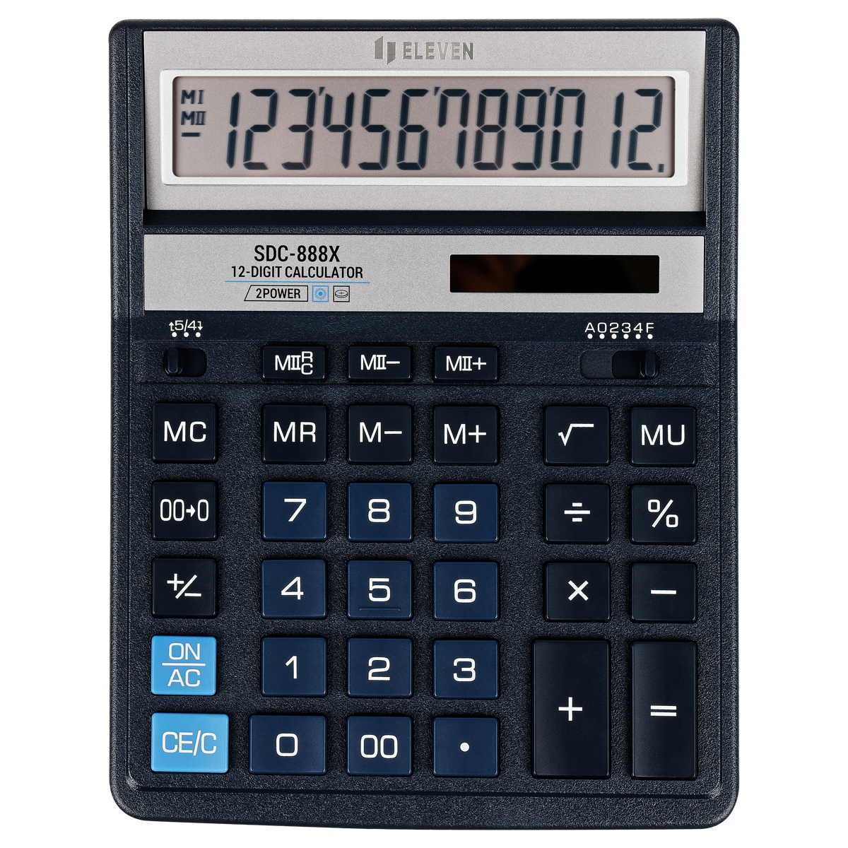 Калькулятор настольный Eleven SDC-888X-BL, 12 разрядов, двойное питание, 158*203*31мм, синий - фото 2
