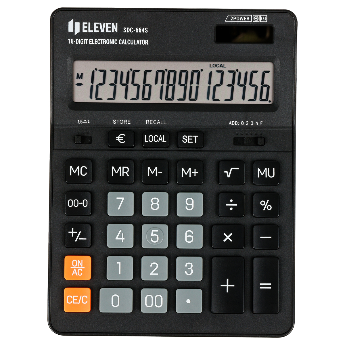 Калькулятор настольный Eleven SDC-664S, 16 разрядов, двойное питание, 155*205*36мм, черный - фото 2