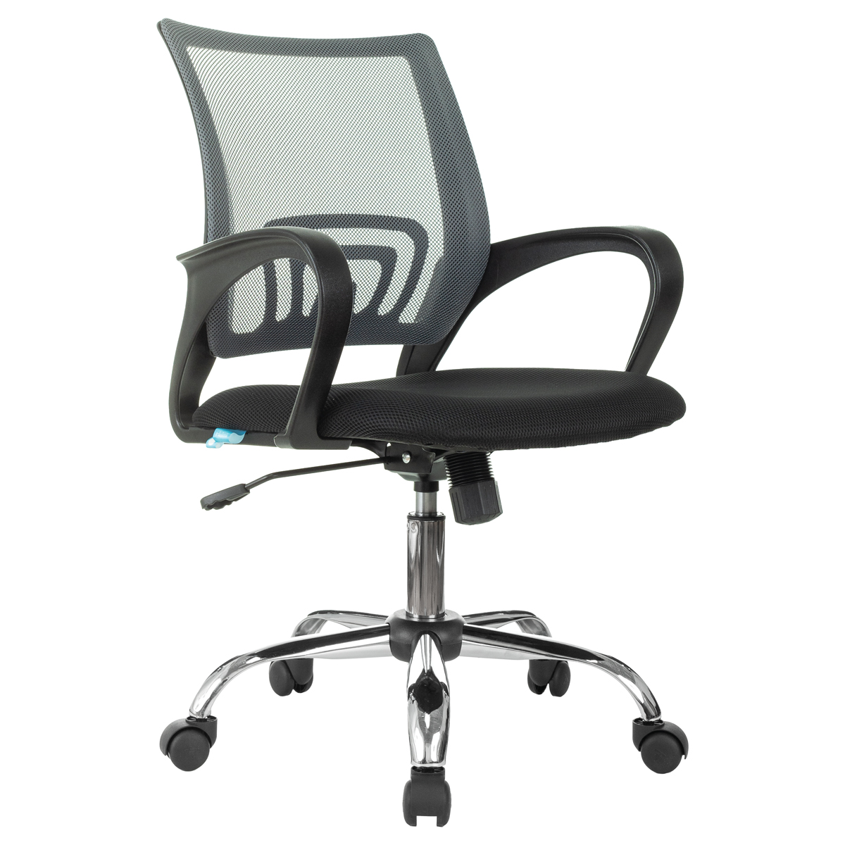 Кресло оператора Helmi HL-M95 (695) "Airy", СН, спинка сетка серая/сиденье ткань TW черная, механизм качания - фото 1