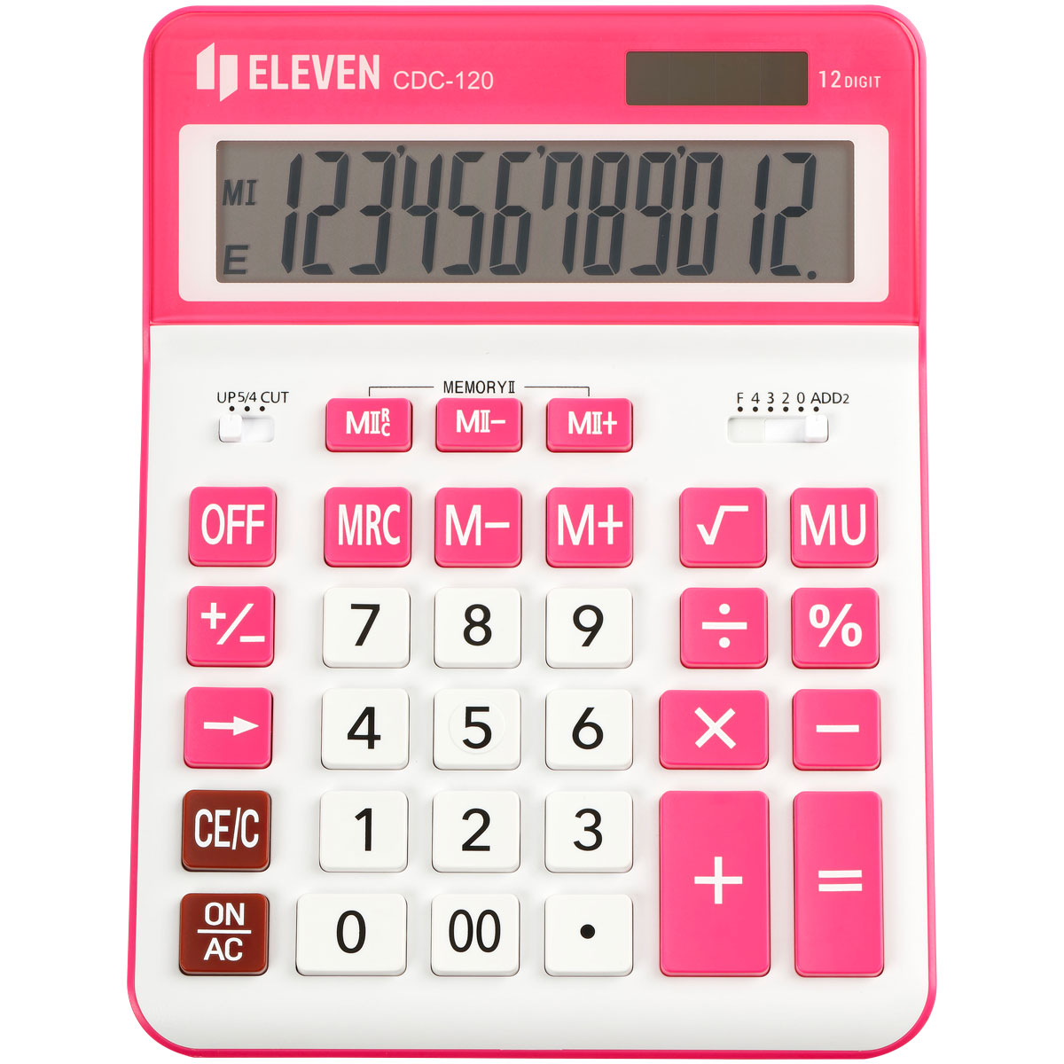 Калькулятор настольный Eleven CDC-120-WH/RD, 12 разрядов, двойное питание, 155*206*38мм, белый/красный - фото 2