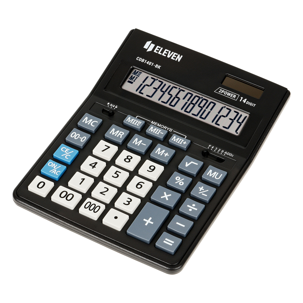 Калькулятор настольный Eleven Business Line CDB1401-BK, 14 разрядов, двойное питание, 155*205*35мм, черный - фото 1