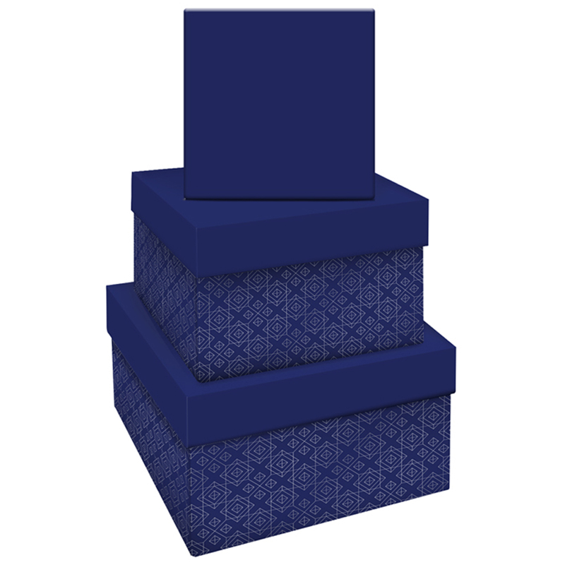 Набор квадратных коробок 3в1, MESHU "Blue style. Base", (19,5*19,5*11-15,5*15,5*9см) - фото 1