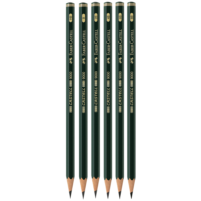 Набор карандашей ч/г Faber-Castell "Castell 9000", 6шт., HB-8B, заточен., метал. кор. - фото 2