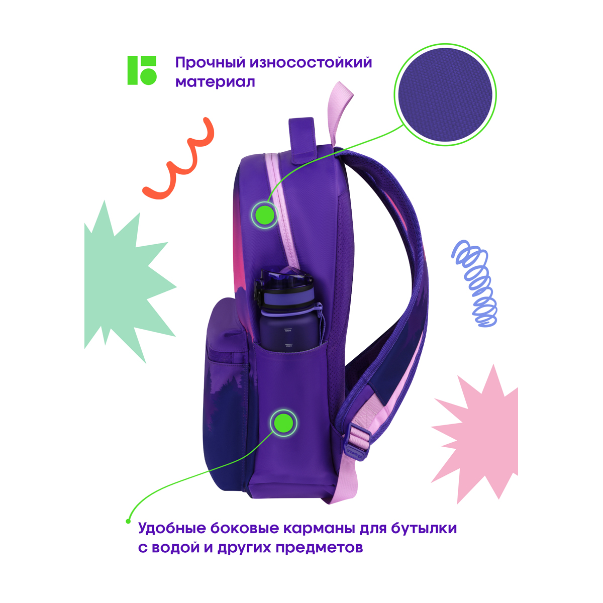 Рюкзак Berlingo "Scenic" 41*28*16см, 1 отделение, 3 кармана, уплотненная спинка - фото 4