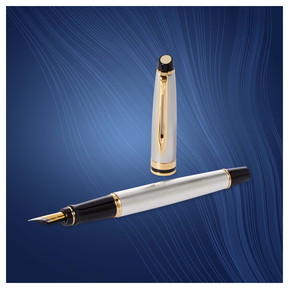 Ручка перьевая Waterman "Expert Stainless Steel GT", синий, 0,8мм, подарочная упаковка - фото 3