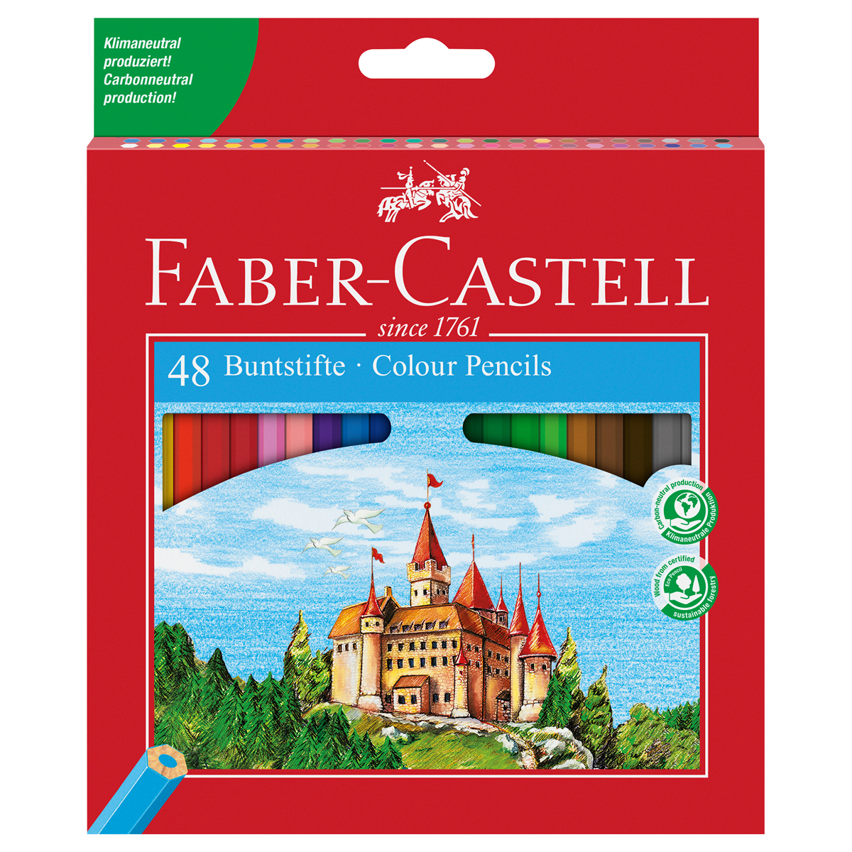 Карандаши цветные Faber-Castell "Замок", 48цв., шестигр.,заточ., картон, европодвес - фото 1