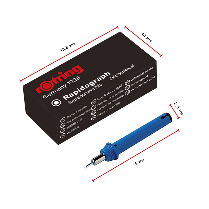Пишущий элемент для рапидографа Rotring 0,7мм, картон. упаковка - фото 3