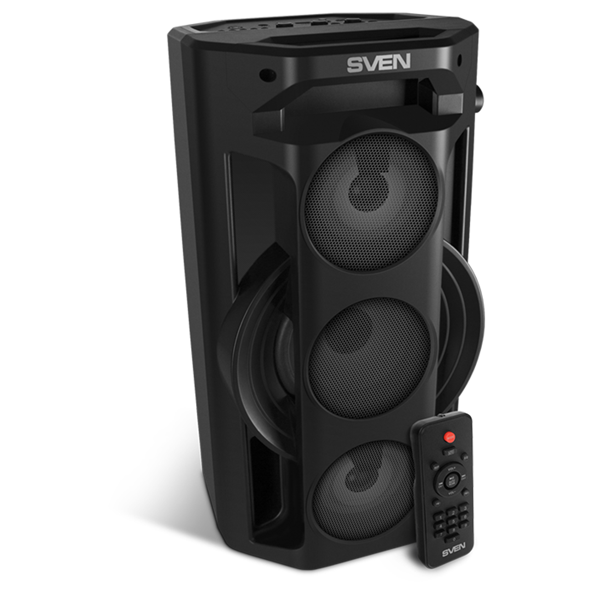 Колонка портативная Sven PS-680, 65W, Bluetooth, FM, USB, microSD, LED-дисплей, пульт, караоке, подсветка, черный - фото 5