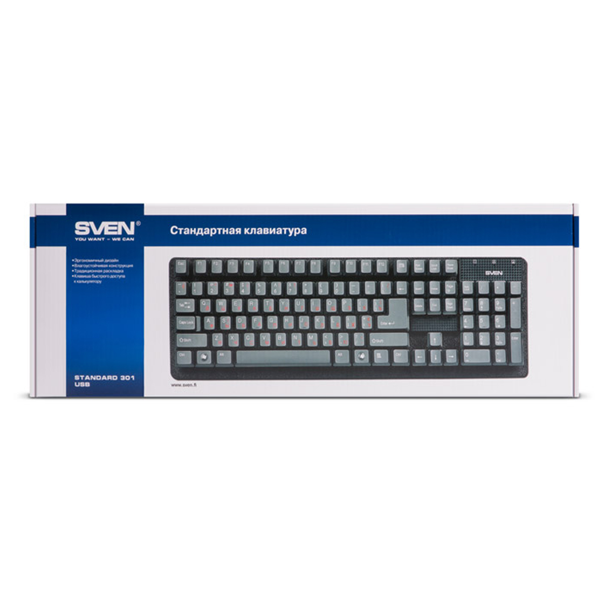 Клавиатура Sven Standard 301, USB, черный - фото 5