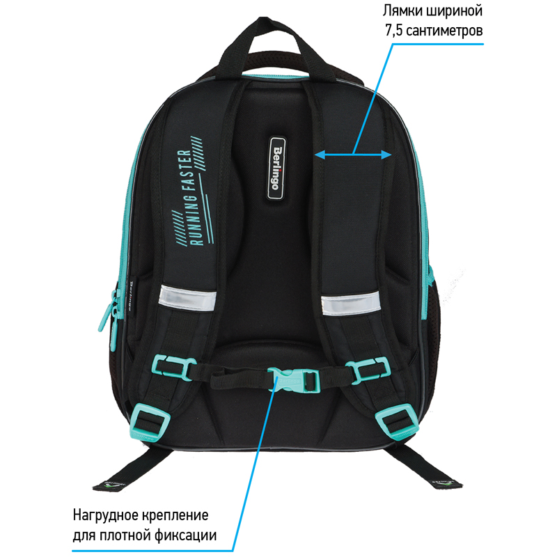 Ранец Berlingo Expert Light облегченный "Just move" 38*28*15см, 3 отделения, 2 кармана, анатомическая спинка - фото 6