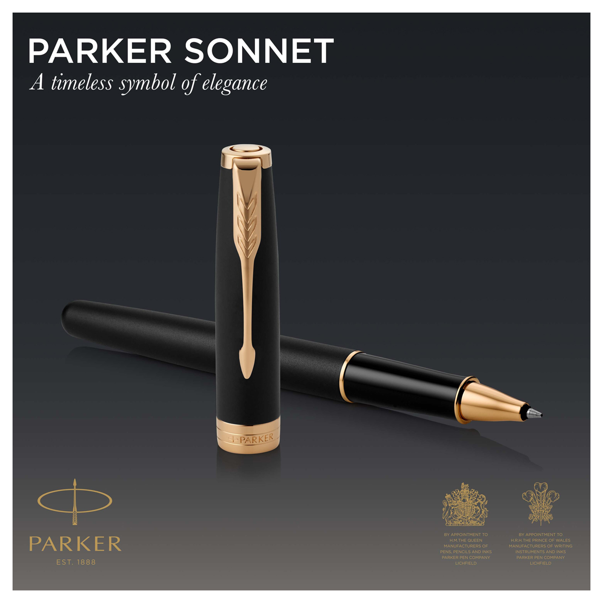 Ручка-роллер Parker "Sonnet Matte Black GT" черная, 0,8мм, подарочная упаковка - фото 2