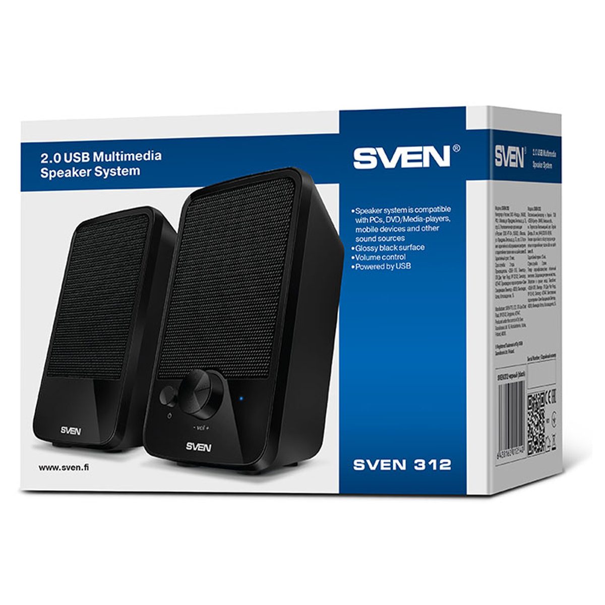 Колонки Sven 312, 2*2W, питание через USB, черный - фото 5