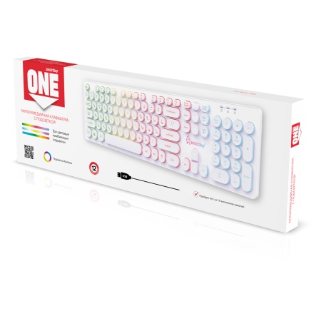 Клавиатура проводная Smartbuy ONE 329, USB, с подсветкой, белая - фото 3