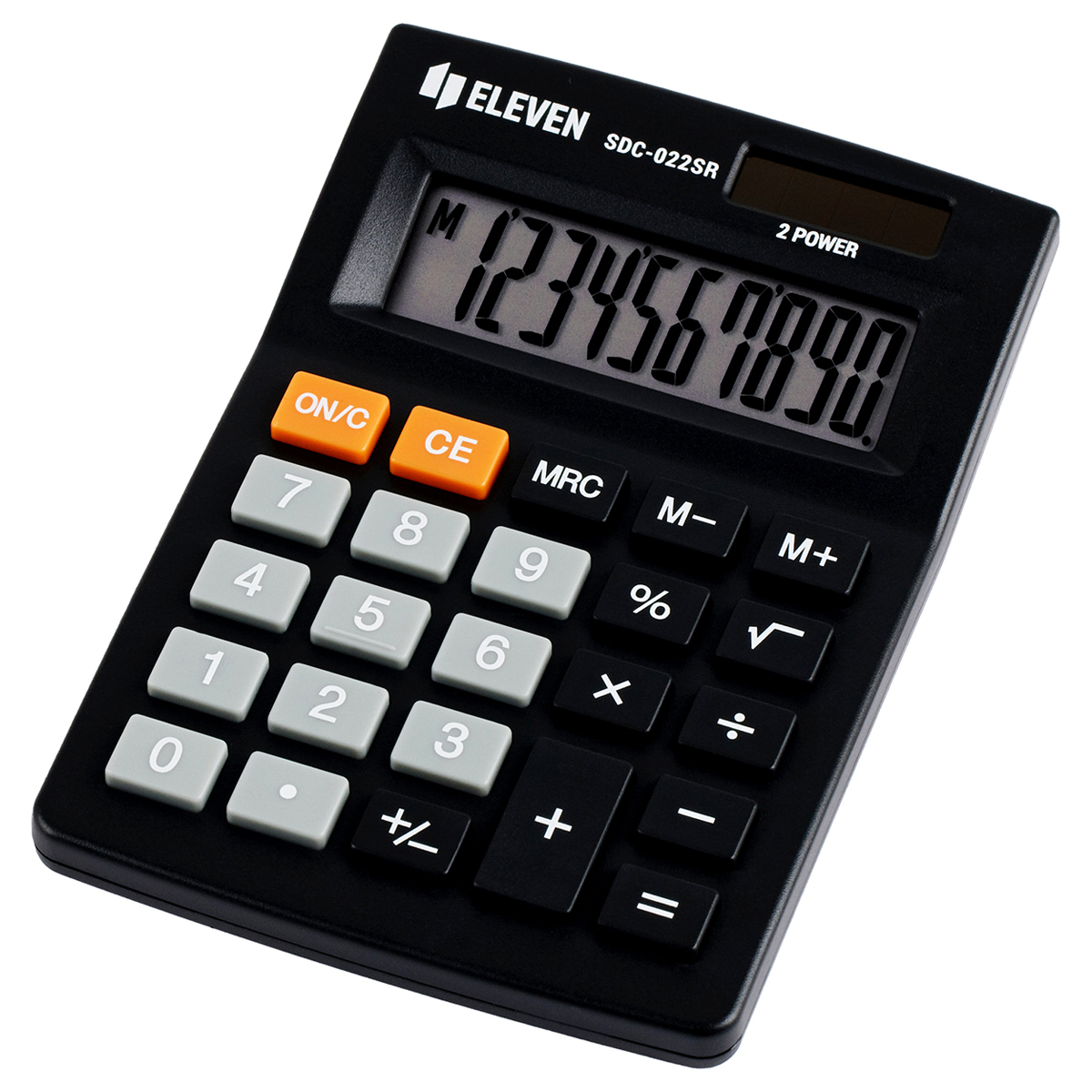 Калькулятор настольный Eleven SDC-022SR, 10 разрядов, двойное питание, 88*127*23мм, черный - фото 1