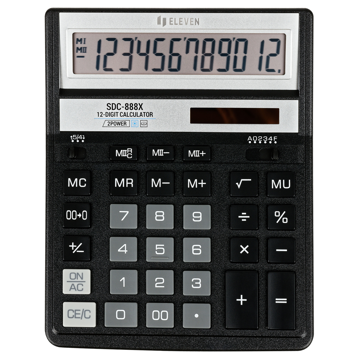 Калькулятор настольный Eleven SDC-888X-BK, 12 разрядов, двойное питание, 158*203*31мм, черный - фото 2