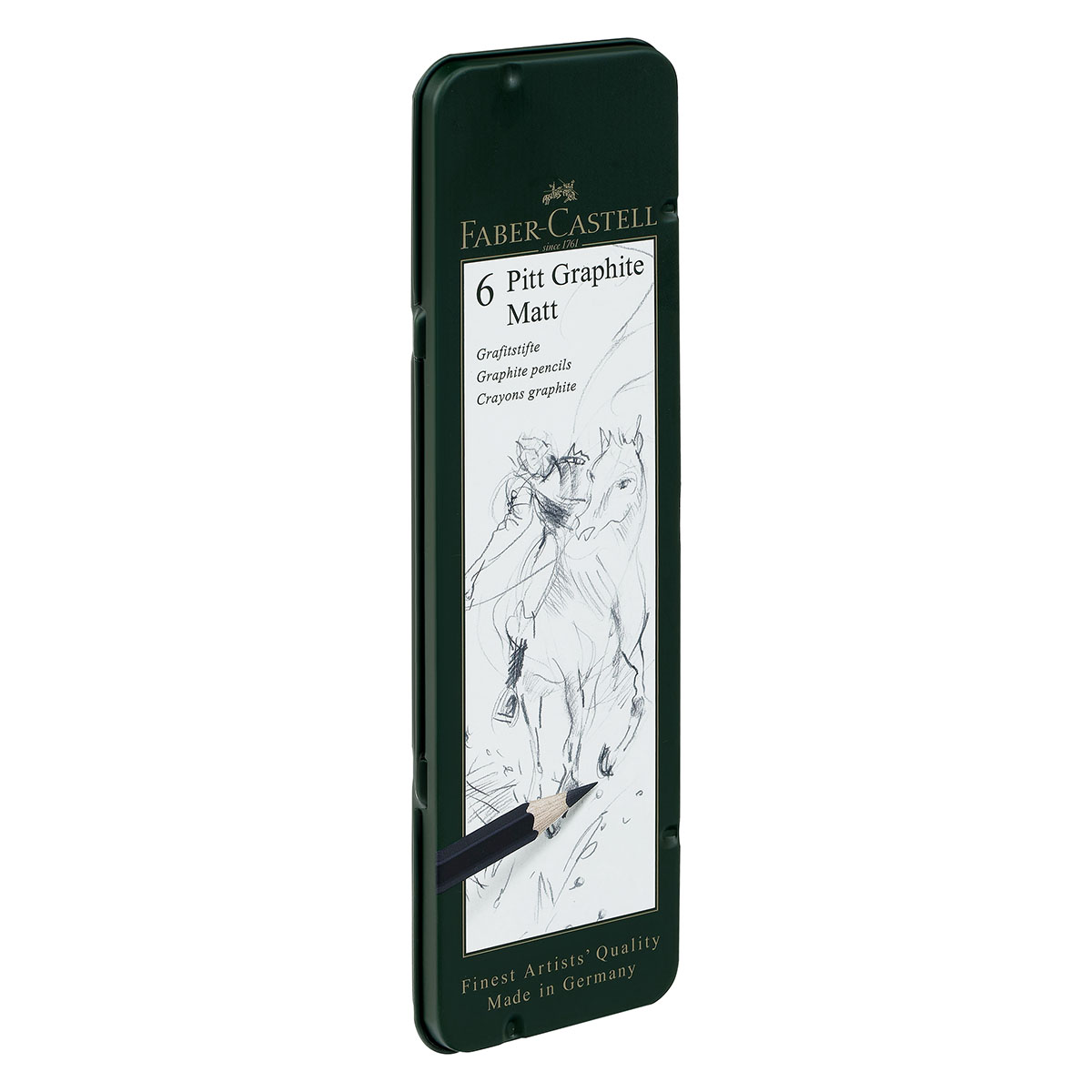 Набор карандашей ч/г матовых Faber-Castell "Pitt Graphite Matt" 2B, 4B, 6B, 8B, 10B, 12B, заточ., метал.кор - фото 6