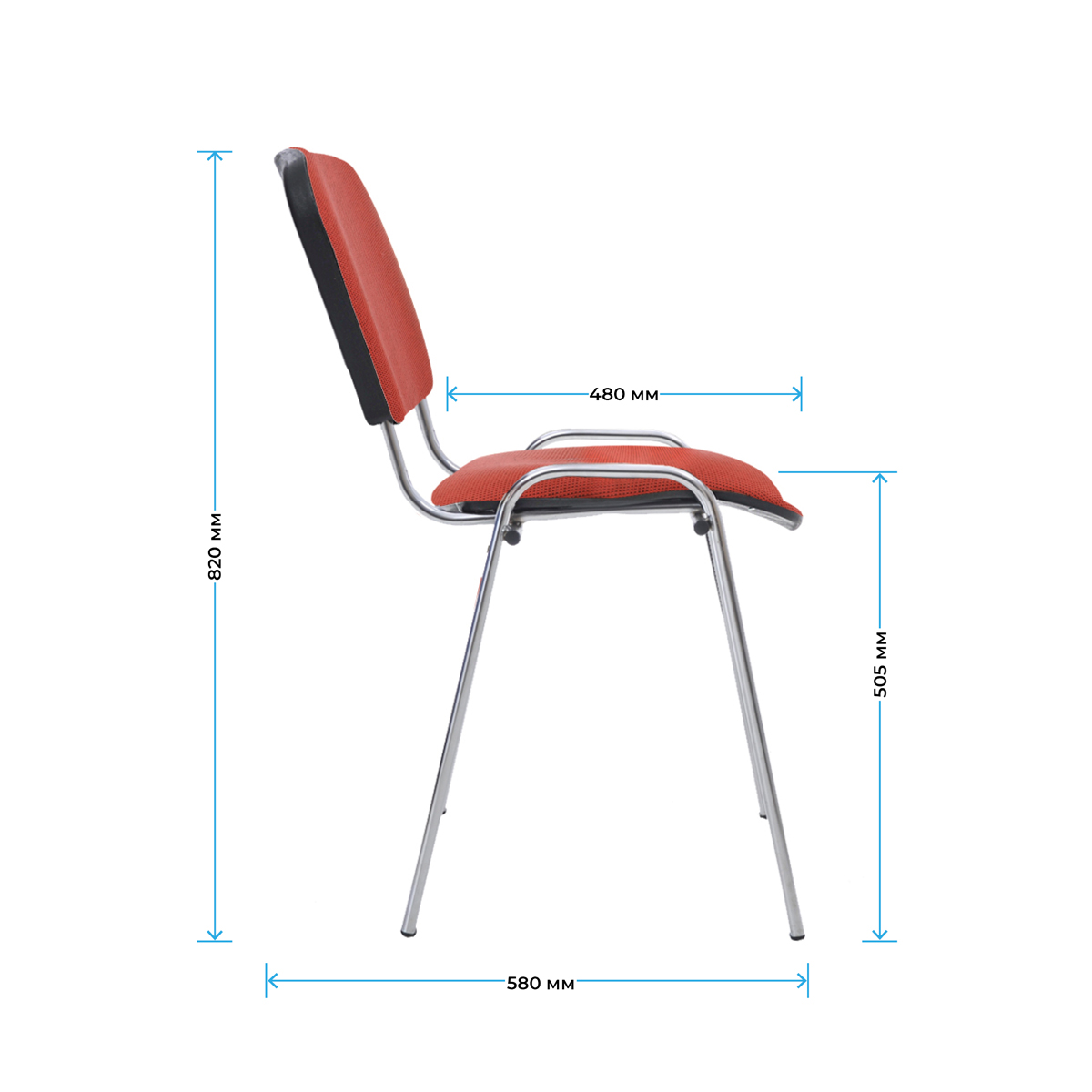 Стул Helmi HL-F01 "Изо", каркас хром, обивка ткань красная с черным - фото 4