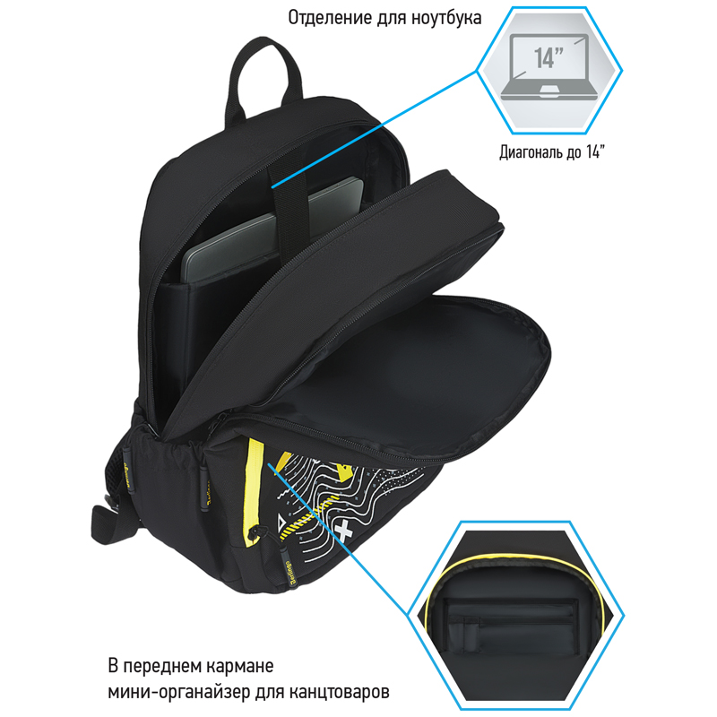 Рюкзак Berlingo Light "Cyber world" 39,5*28*16см, 2 отделения, 3 кармана, уплотненная спинка - фото 8