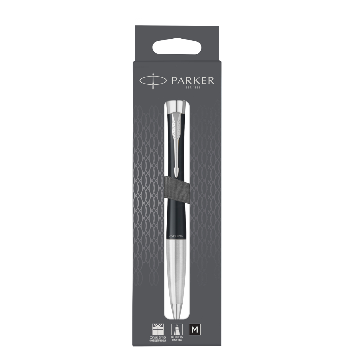 Ручка шариковая Parker "Urban Muted Black CT" черная, 1,0мм, поворотн., подарочная упаковка с европодвесом - фото 1